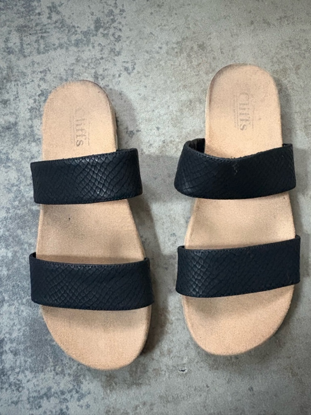 Cliffs by WHITE MOUNTAIN Black Double-Strap Slide Sandals